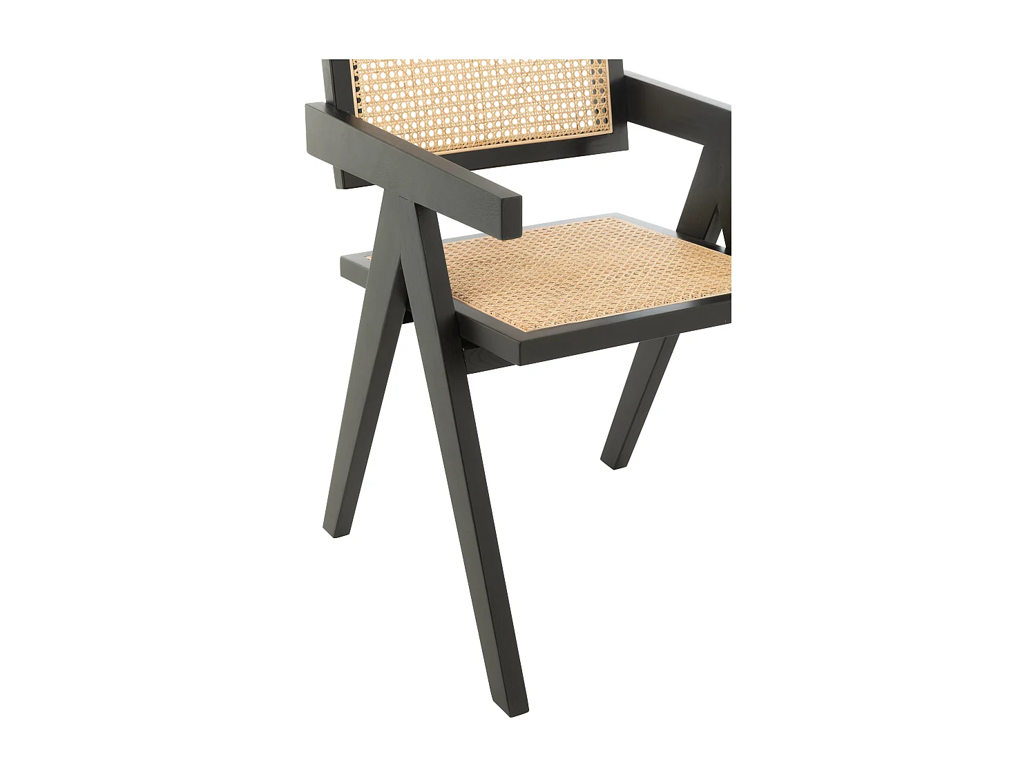 Chaise design en bois et rotin