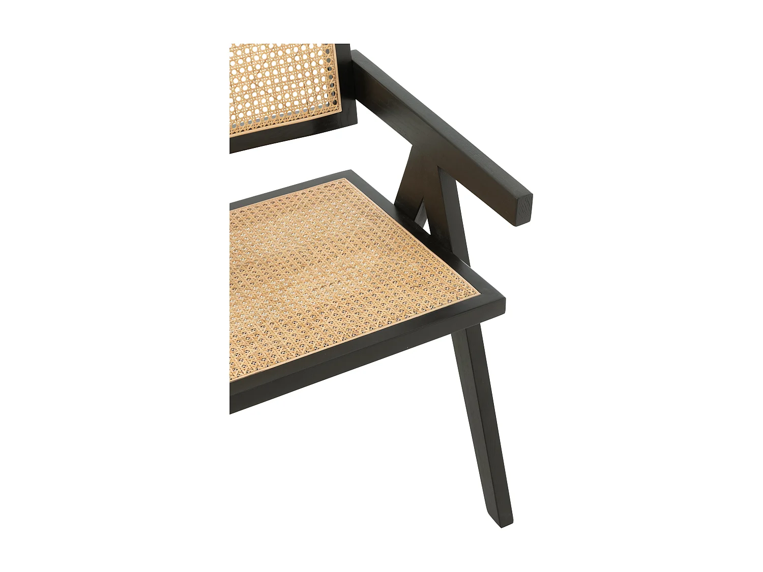 Chaise design en bois et rotin