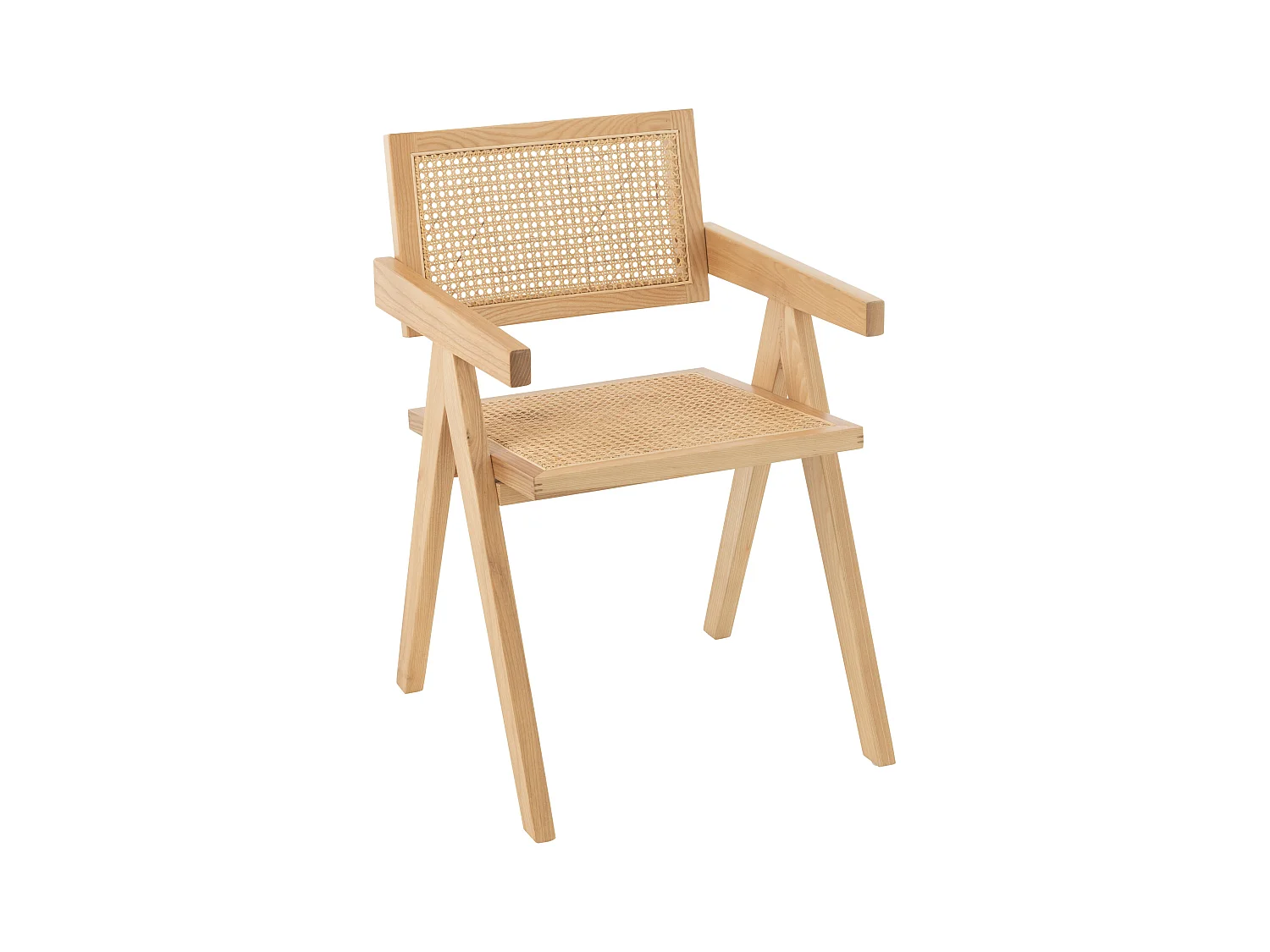 Chaise design en bois et rotin
