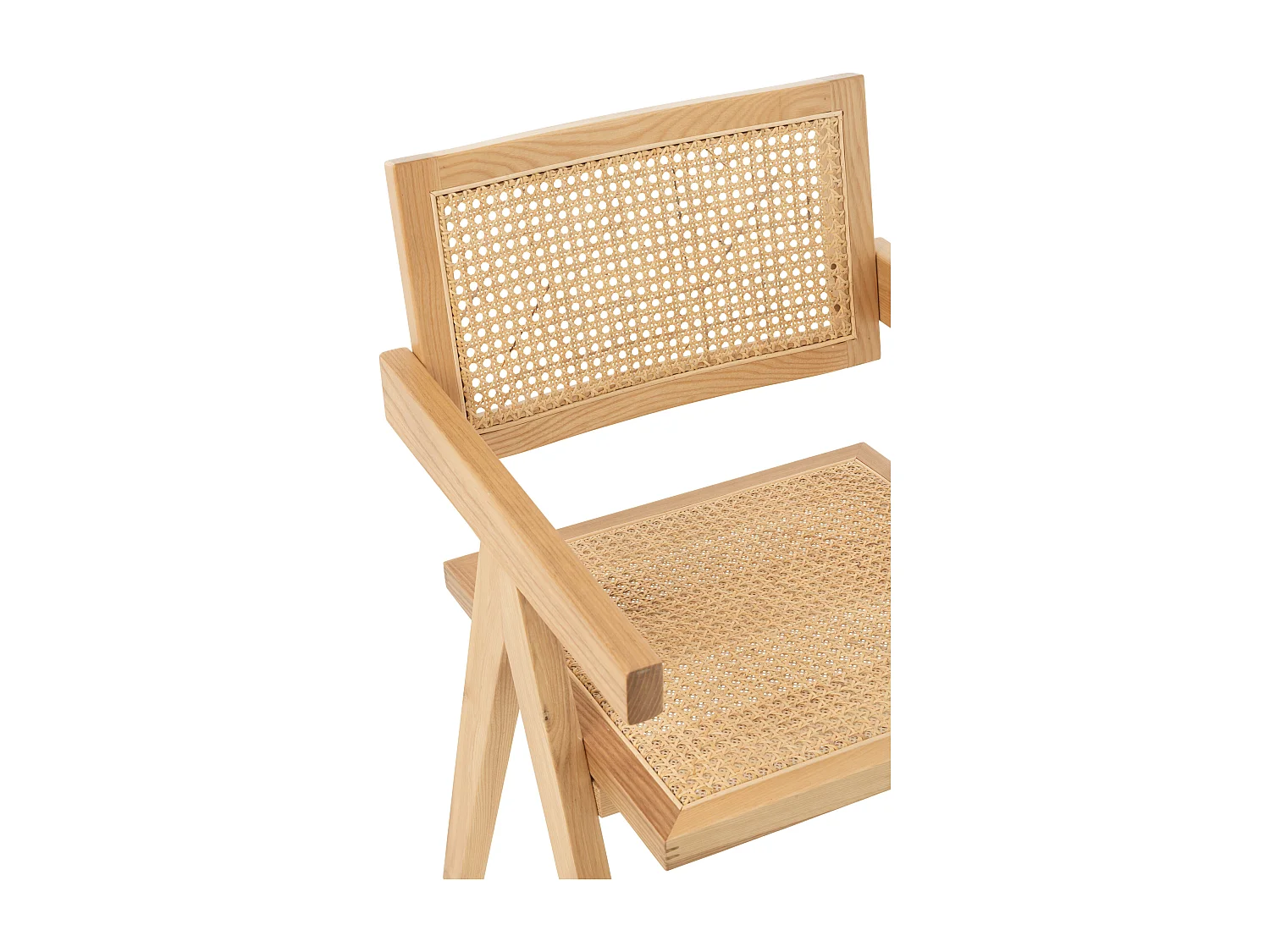 Chaise design en bois et rotin