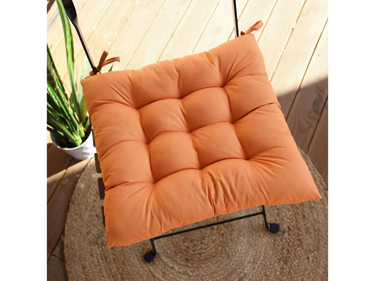 Galette de Chaise d'Extérieur "Bornéo" 38x38cm Cognac