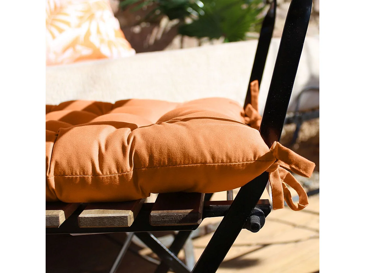 Galette de Chaise d'Extérieur "Bornéo" 38x38cm Cognac