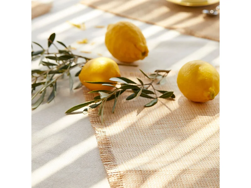 Tissu imitation raphia naturel