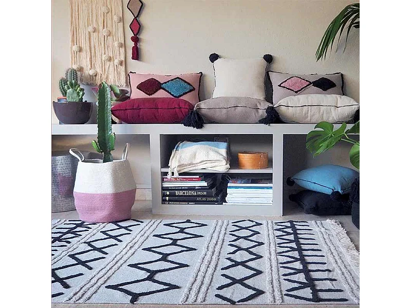 Tapis coton Berbère Canvas - beige - 120 x 160