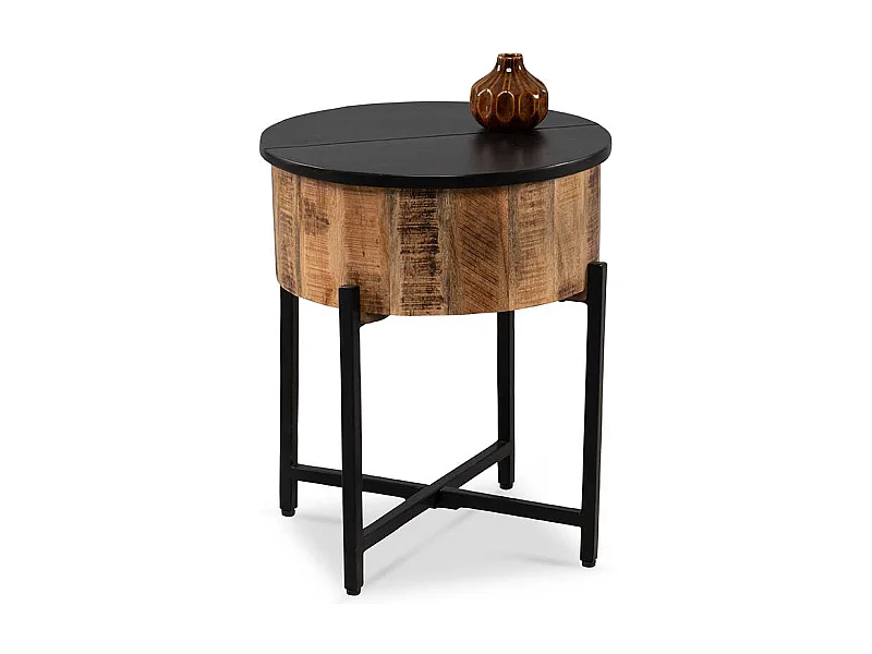 Beistelltisch Massivholztisch mit Staufach im Industry und Loft Stil