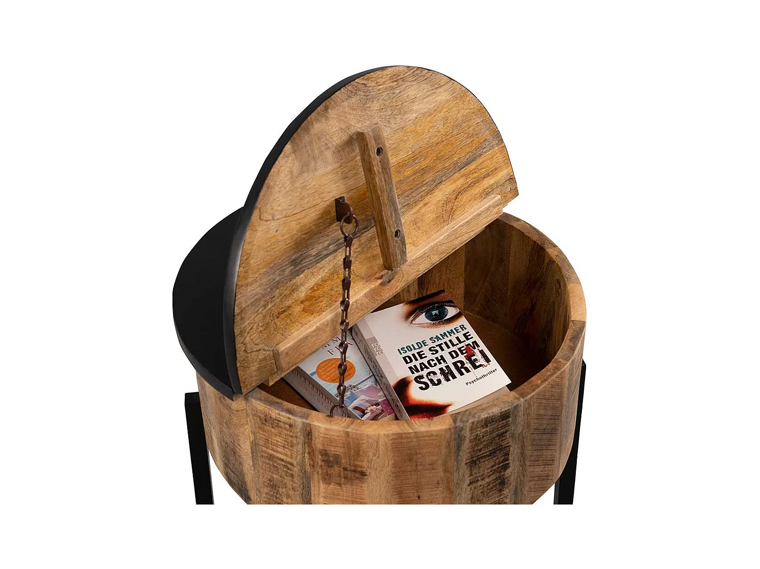 Beistelltisch Massivholztisch mit Staufach im Industry und Loft Stil