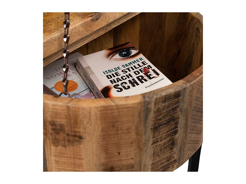 Beistelltisch Massivholztisch mit Staufach im Industry und Loft Stil