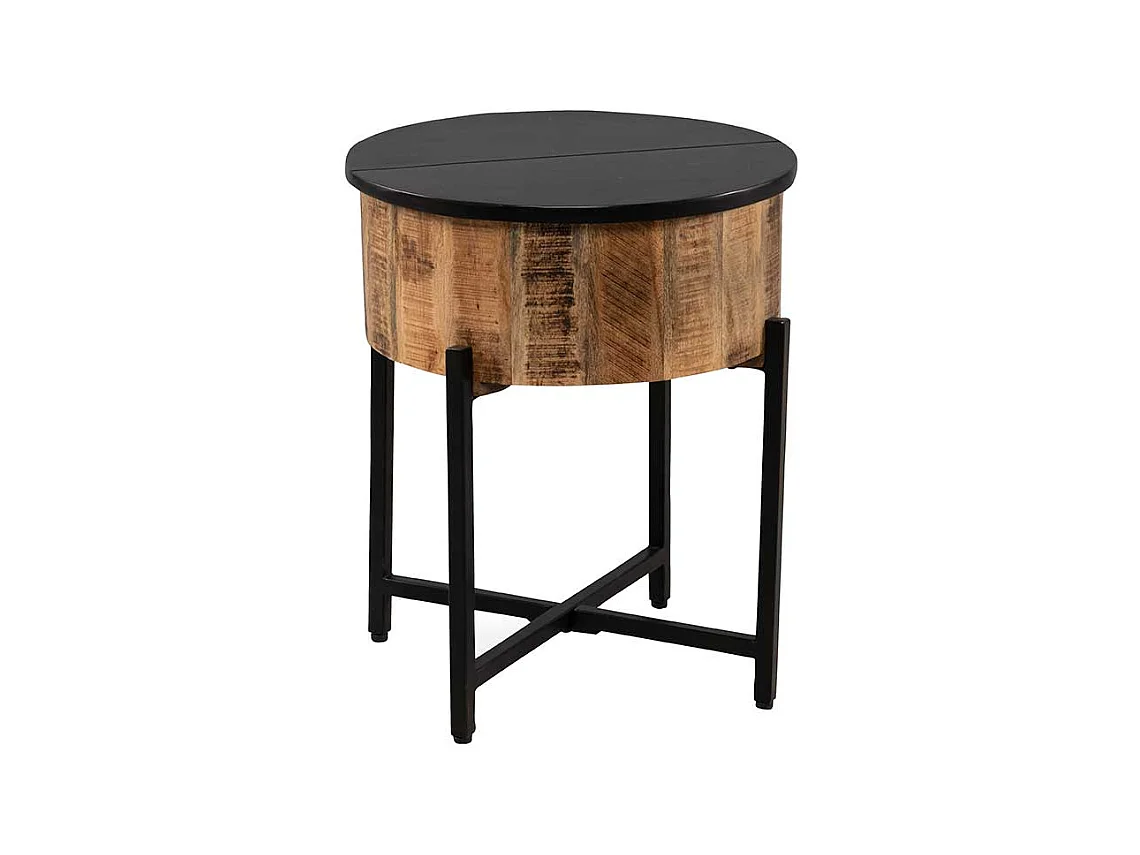 Beistelltisch Massivholztisch mit Staufach im Industry und Loft Stil