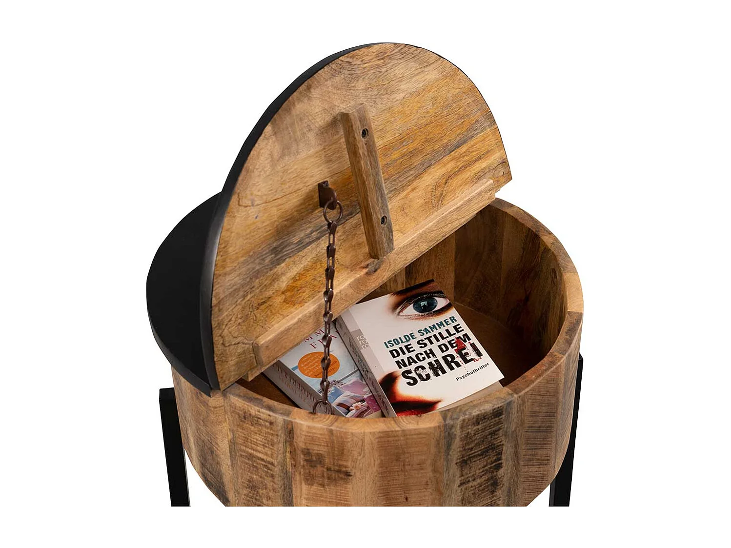 Beistelltisch Massivholztisch mit Staufach im Industry und Loft Stil