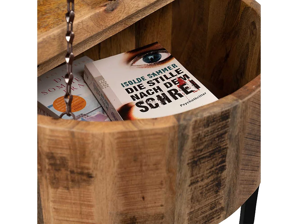 Beistelltisch Massivholztisch mit Staufach im Industry und Loft Stil