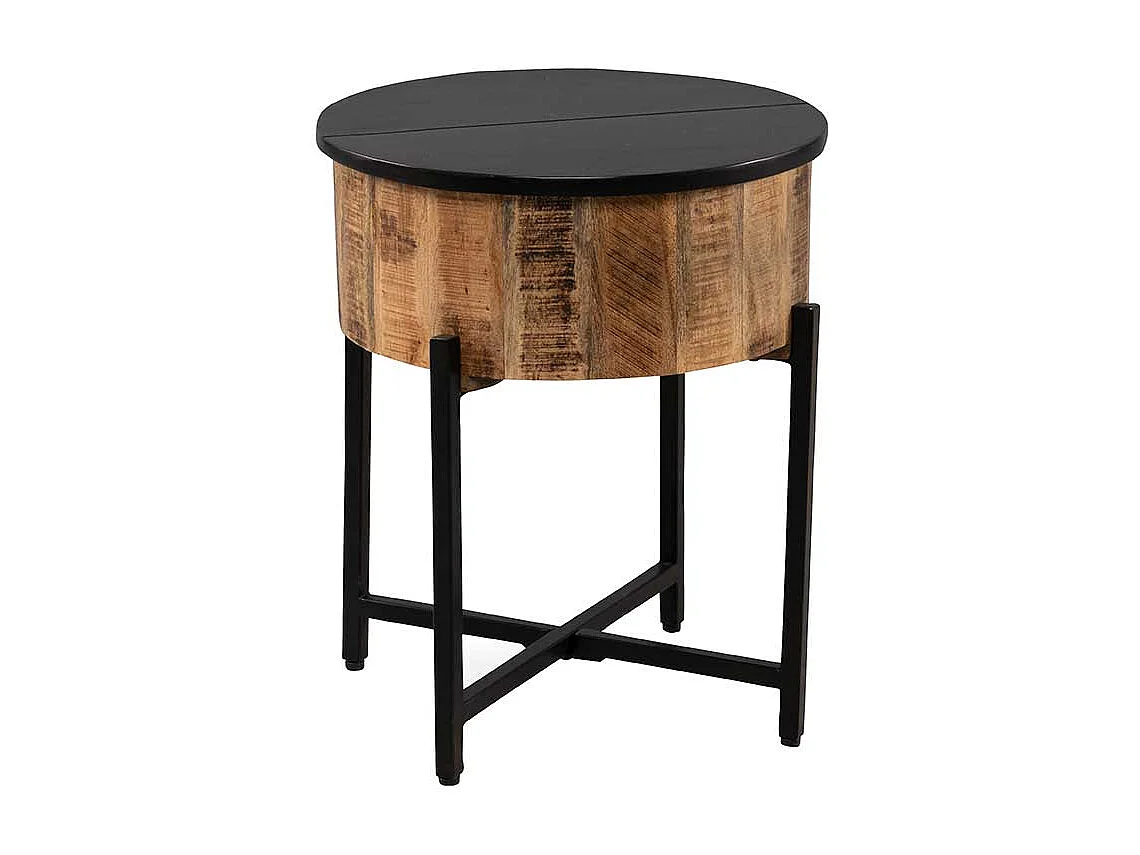 Beistelltisch Massivholztisch mit Staufach im Industry und Loft Stil