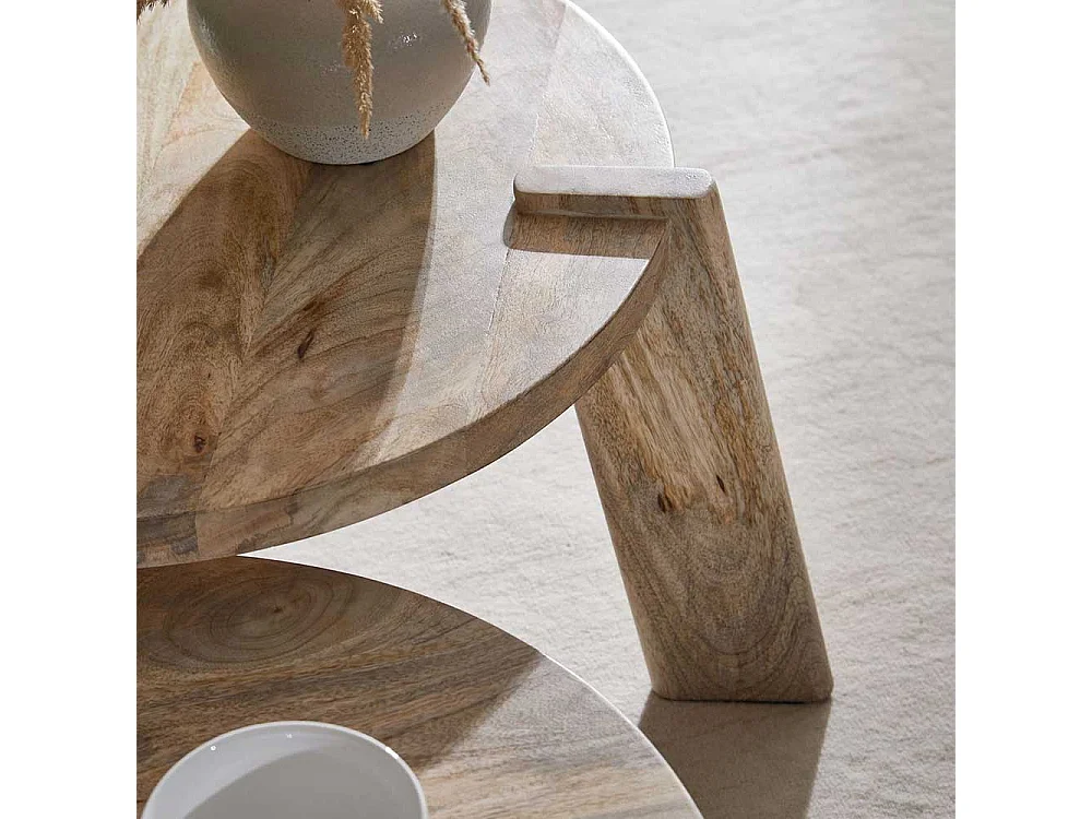 Beistelltische Sofa in Mangobaum Natur Dreifußgestell (zweiteilig)