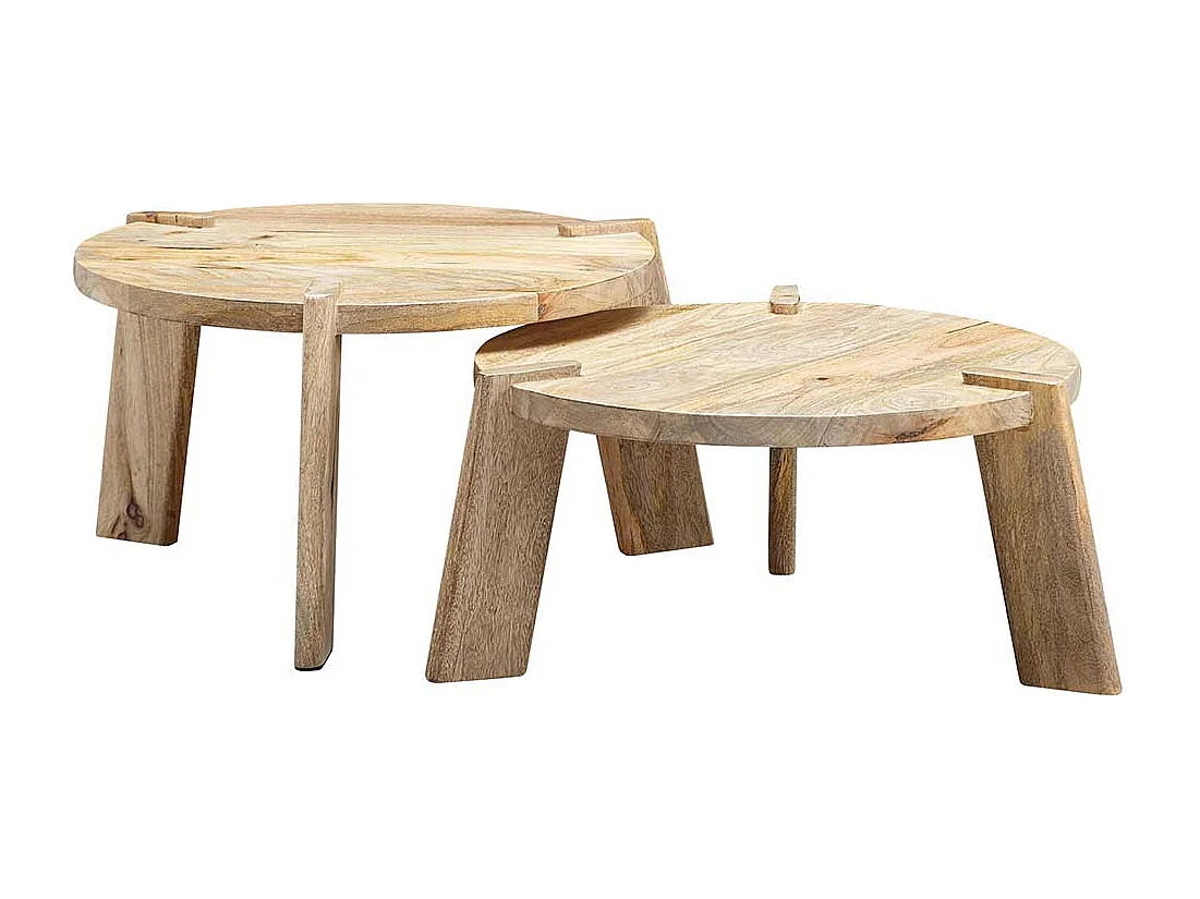 Beistelltische Sofa in Mangobaum Natur Dreifußgestell (zweiteilig)