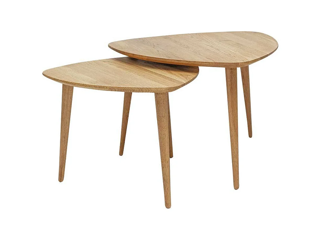 Beistelltische Sofa aus Wildeiche Massivholz Wankelform (zweiteilig)