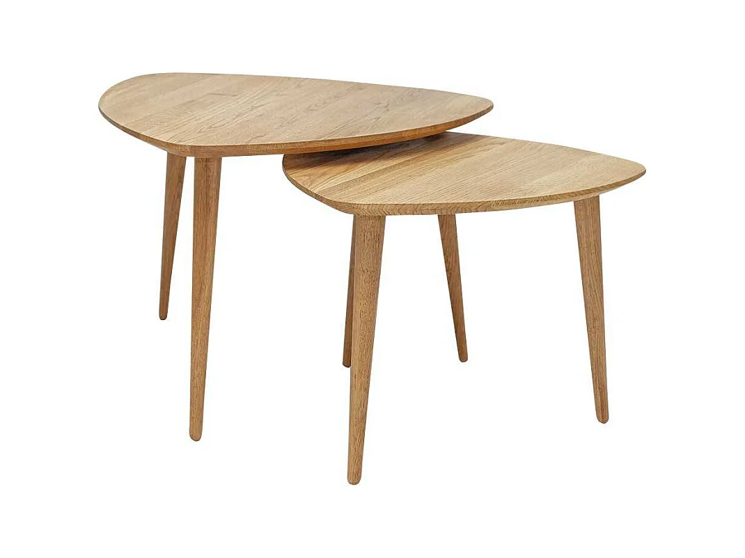 Beistelltische Sofa aus Wildeiche Massivholz Wankelform (zweiteilig)