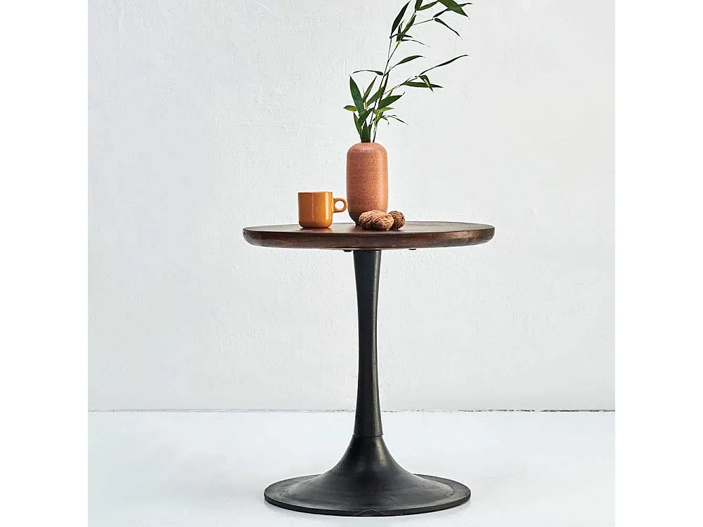 Beistelltisch mit Trompetenfuß Massivholzplatte