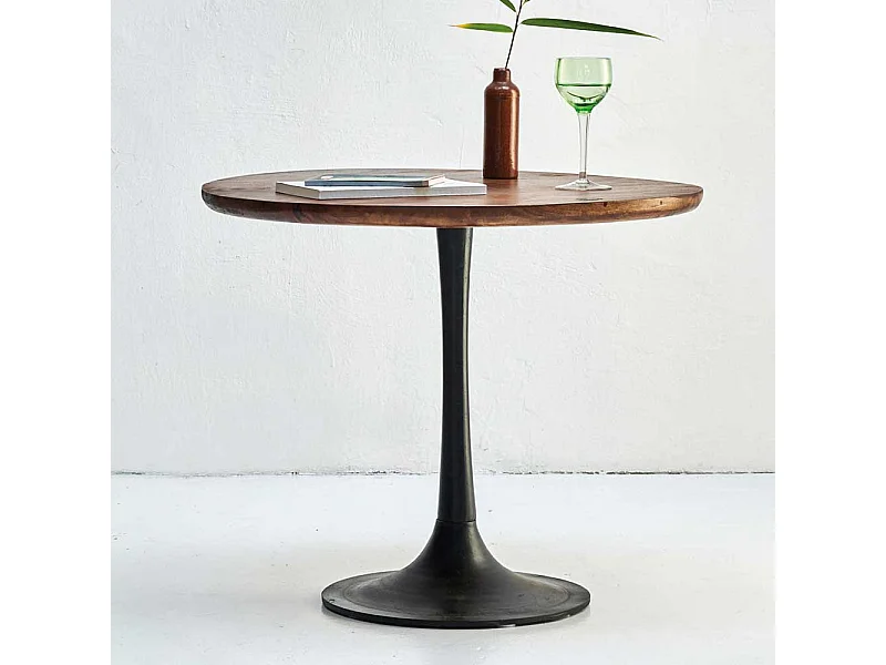 Beistelltisch mit Trompetenfuß Massivholzplatte