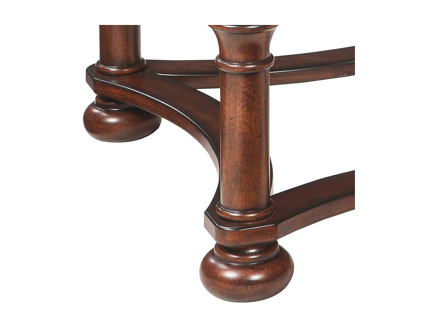 Beistelltisch klassisch in Nussbaumfarben Metallgriff