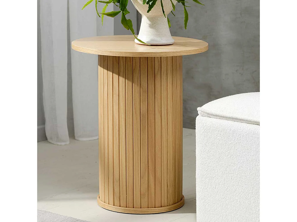 Rundes Beistelltischchen in Eichefarben Skandi Design