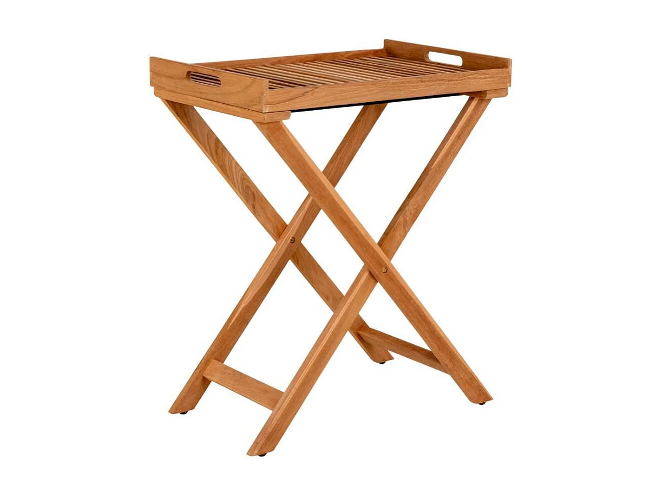 Beistelltisch Klapptisch aus Teak Massivholz mit X Gestell