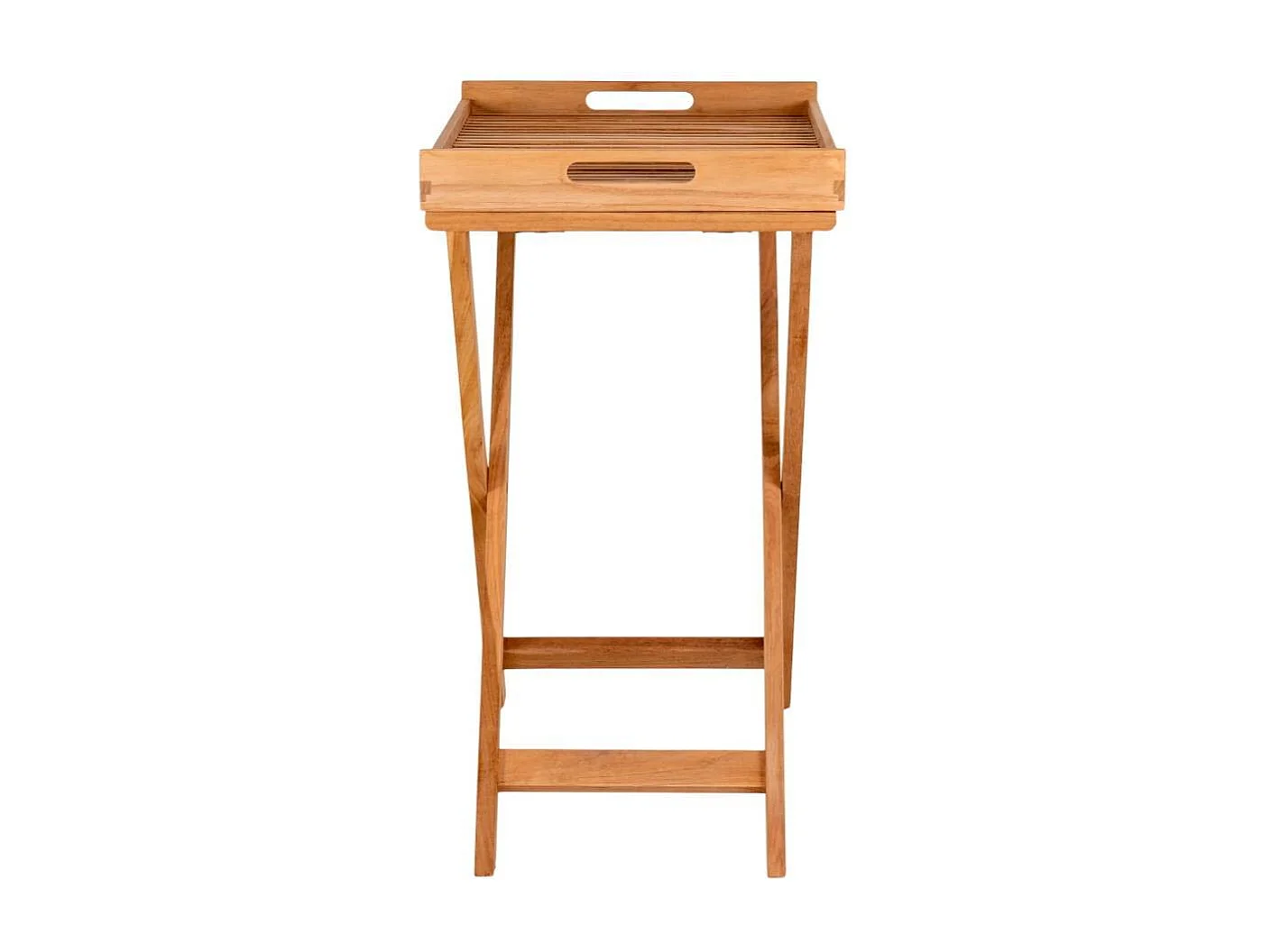 Beistelltisch Klapptisch aus Teak Massivholz mit X Gestell
