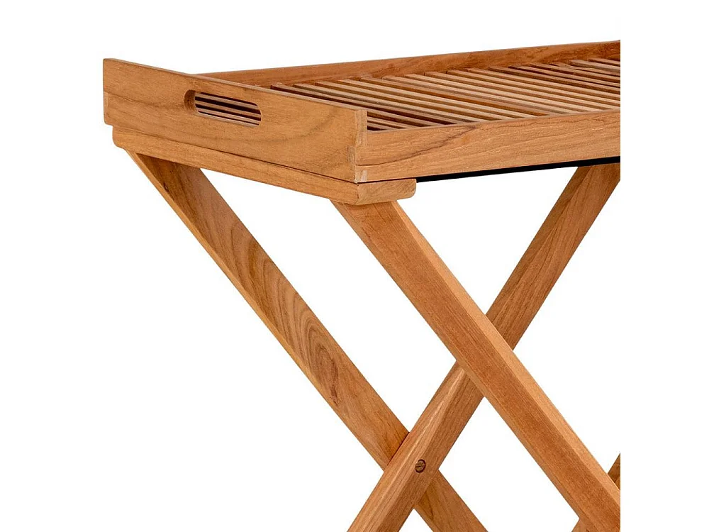 Beistelltisch Klapptisch aus Teak Massivholz mit X Gestell