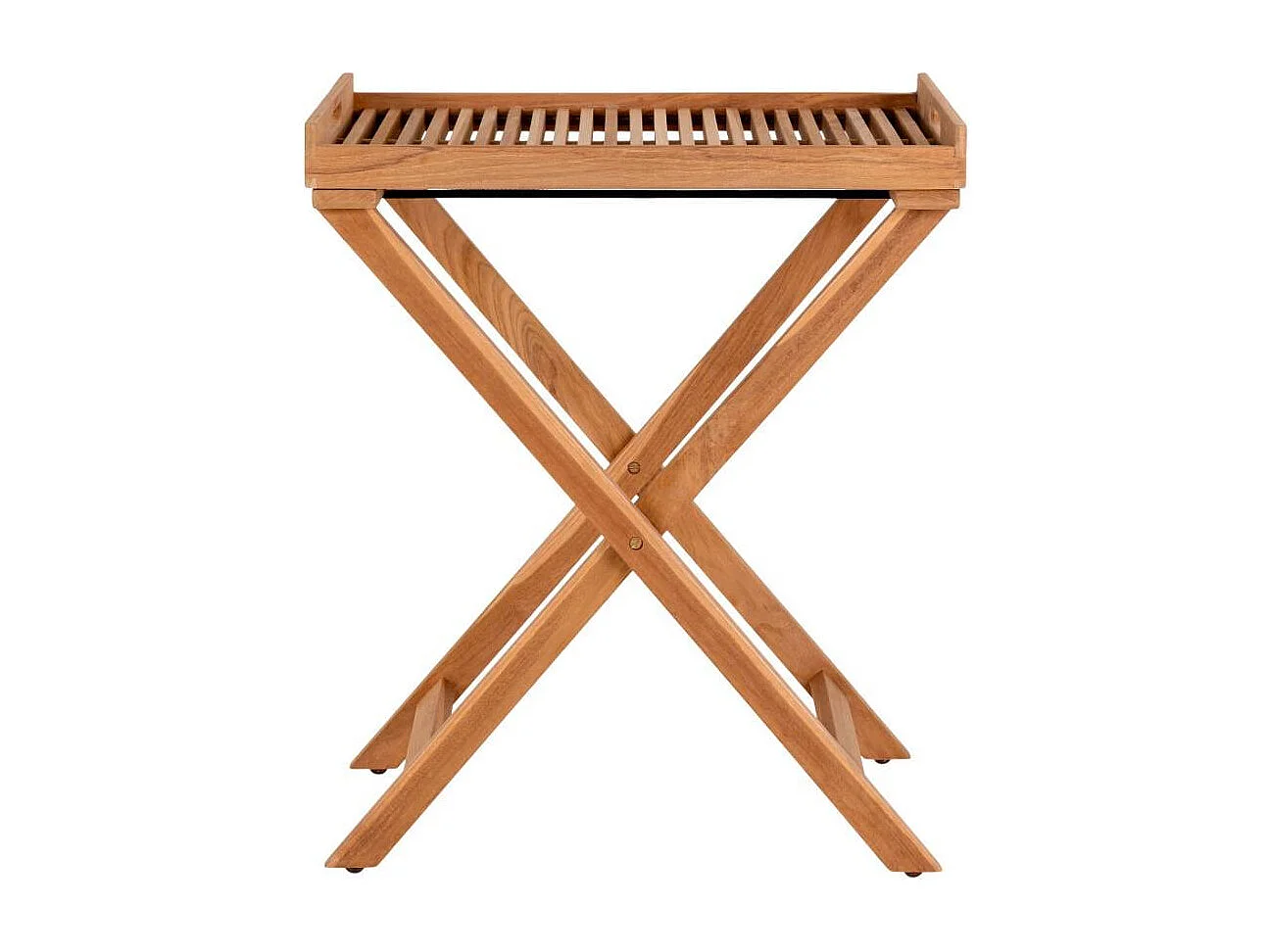 Beistelltisch Klapptisch aus Teak Massivholz mit X Gestell
