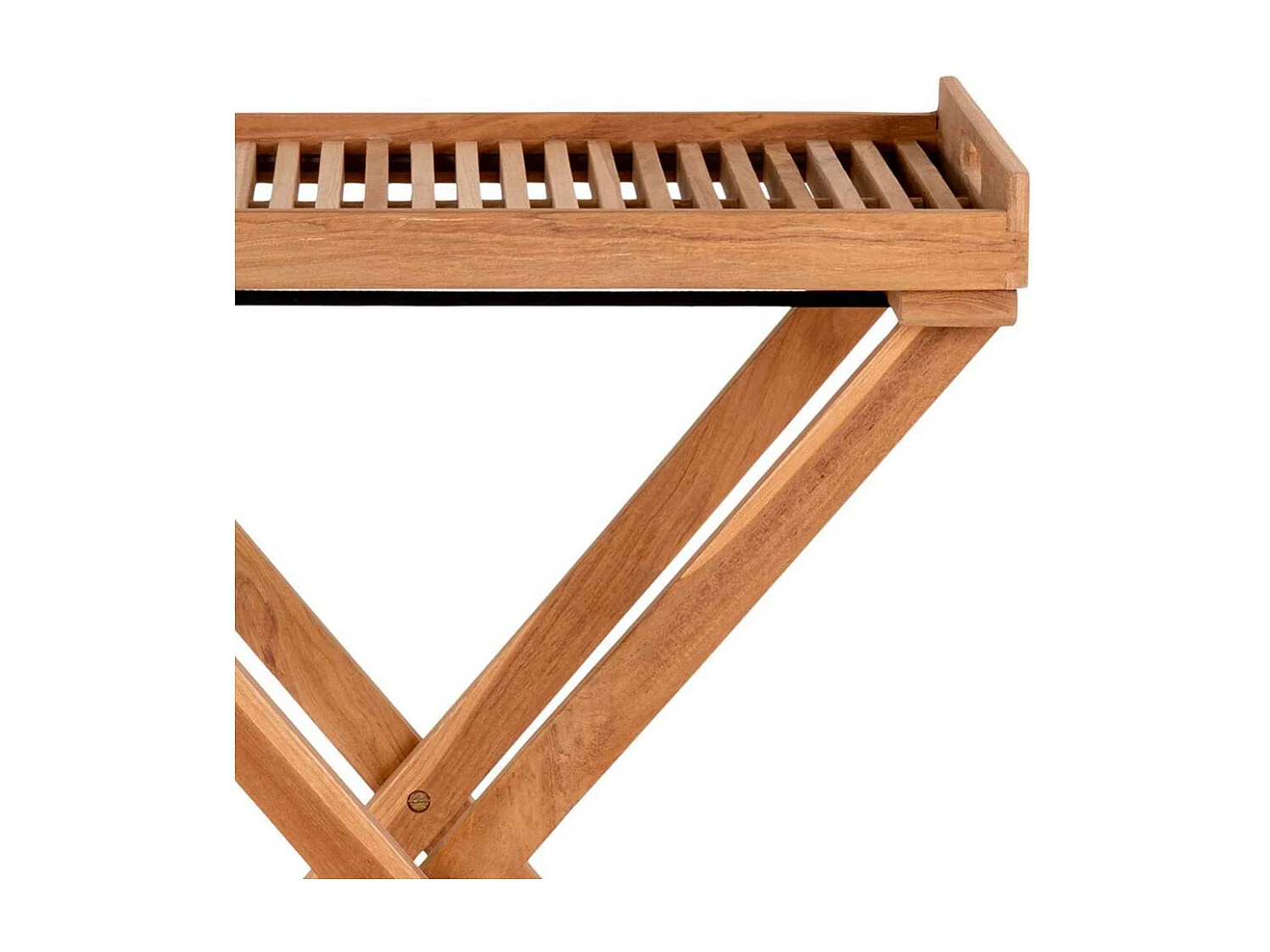 Beistelltisch Klapptisch aus Teak Massivholz mit X Gestell