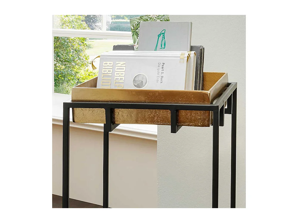 Hohes Beistelltisch Set mit abnehmbarer Platte Bronzegold & Schwarz (zweiteilig)