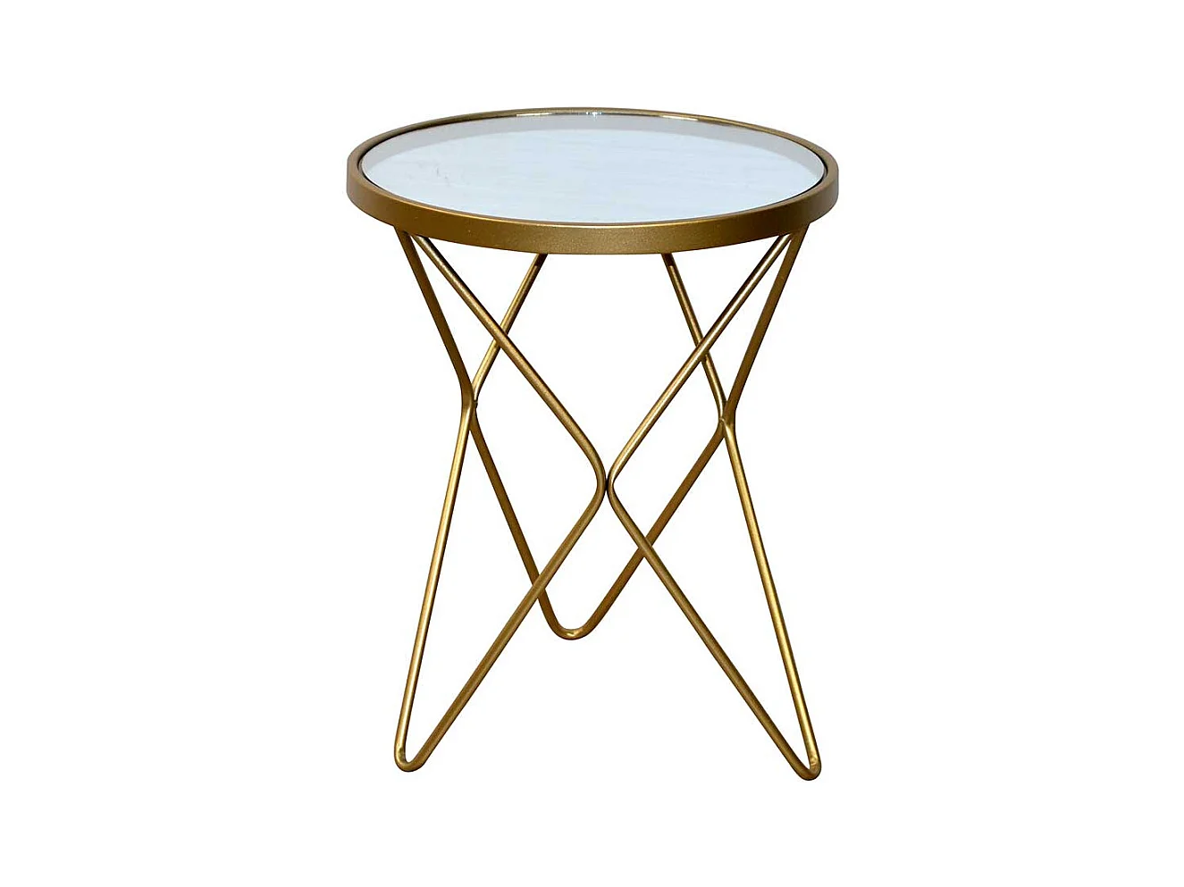 Runder Beistelltisch in Goldfarben Spiegelglas & Metall