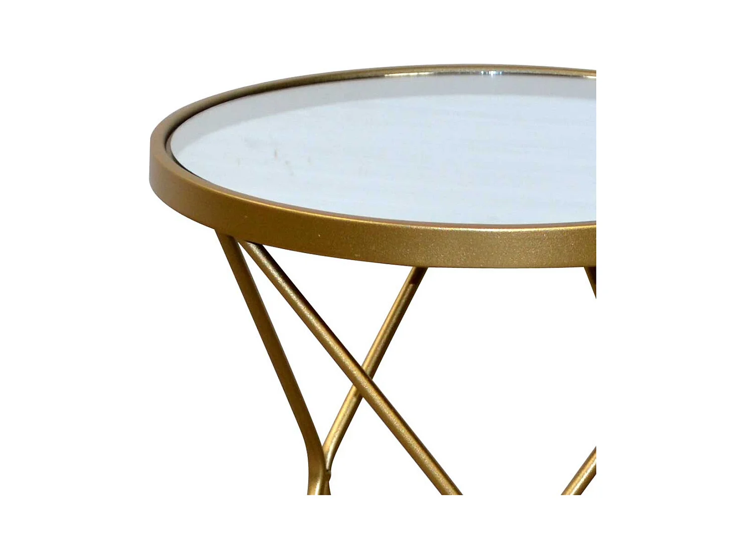 Runder Beistelltisch in Goldfarben Spiegelglas & Metall