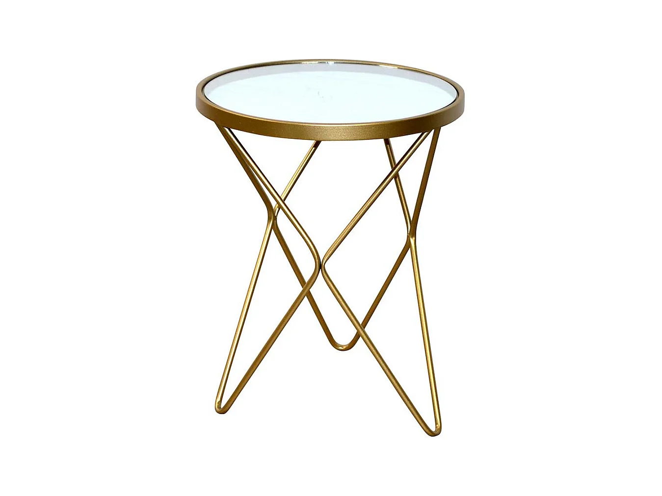 Runder Beistelltisch in Goldfarben Spiegelglas & Metall