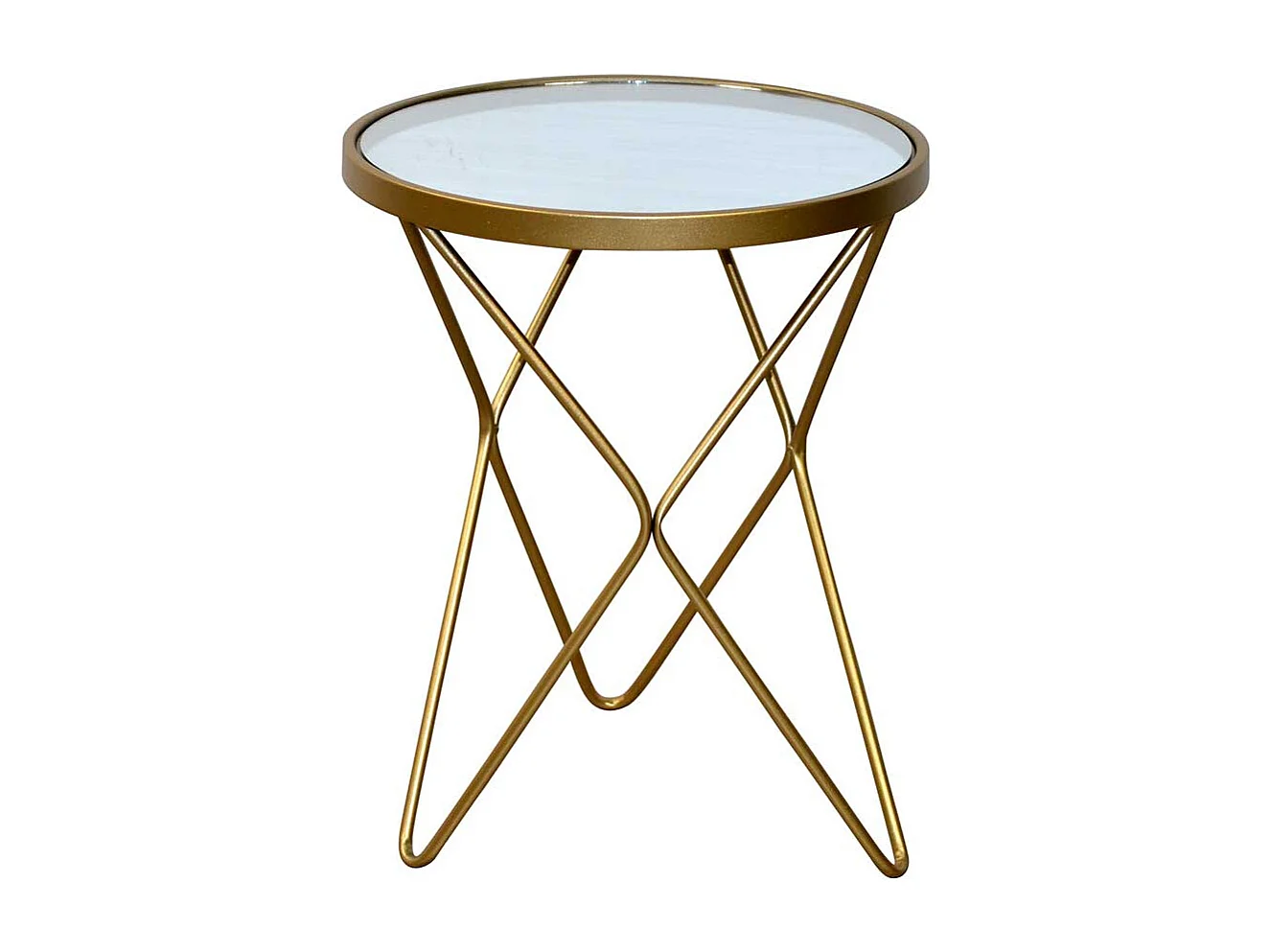 Runder Beistelltisch in Goldfarben Spiegelglas & Metall