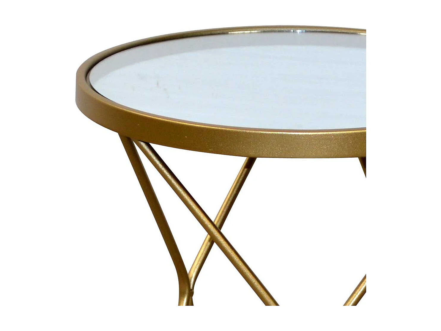 Runder Beistelltisch in Goldfarben Spiegelglas & Metall