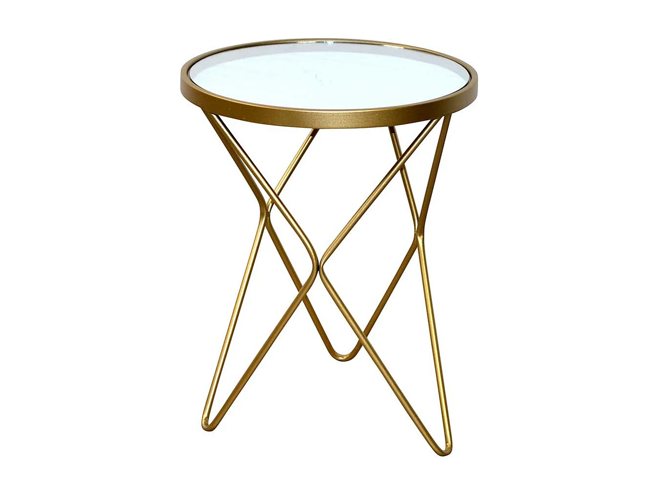 Runder Beistelltisch in Goldfarben Spiegelglas & Metall