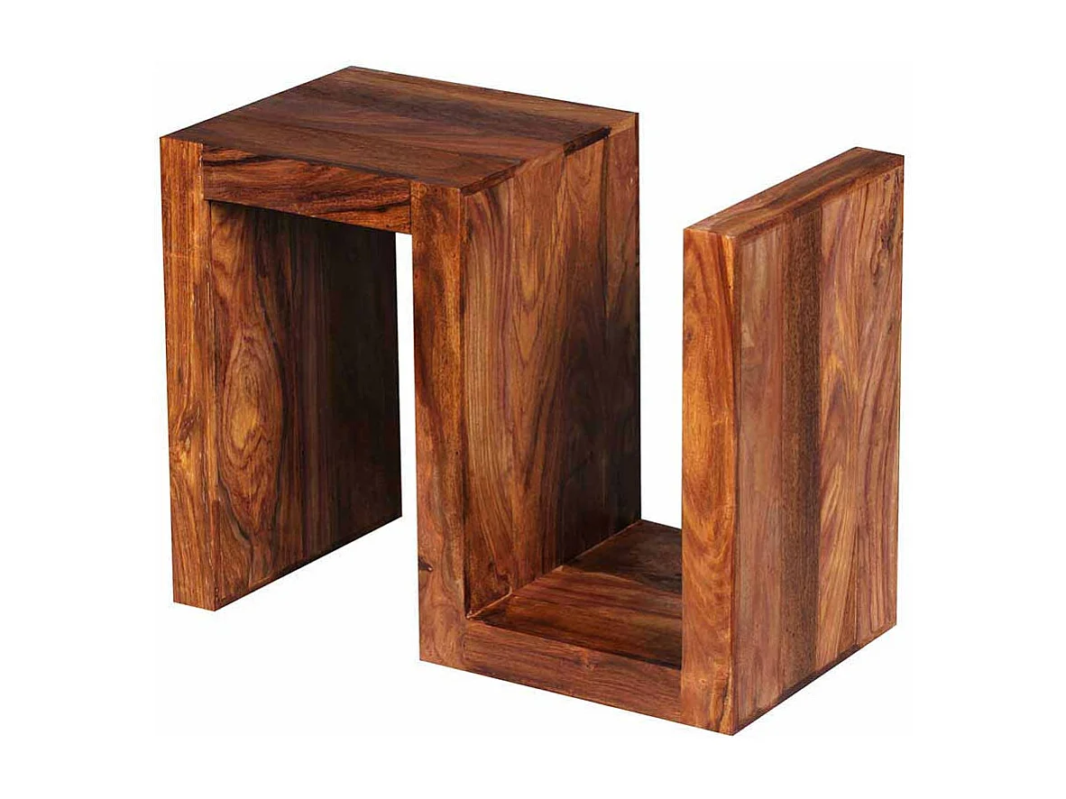 Beistelltisch im Zahlen Design Sheesham Massivholz