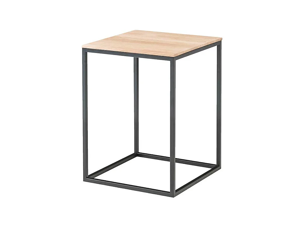 Sofa Beistelltisch aus Eiche Massivholz und Metall 40 cm breit