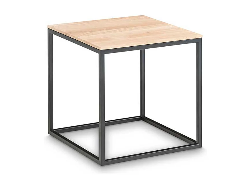 Sofa Beistelltisch aus Eiche Massivholz und Metall 40 cm breit