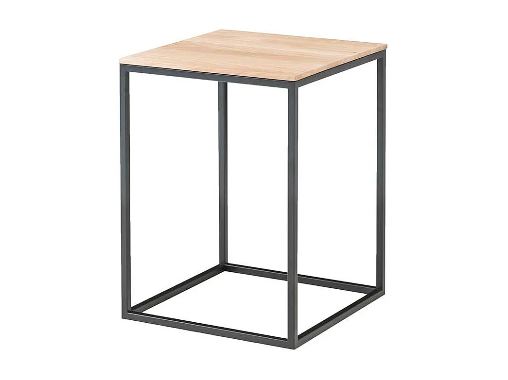 Sofa Beistelltisch aus Eiche Massivholz und Metall 40 cm breit