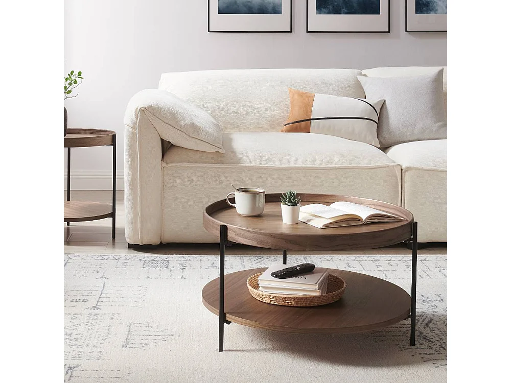 Couchtisch Beistelltisch in Walnussfarben und Schwarz