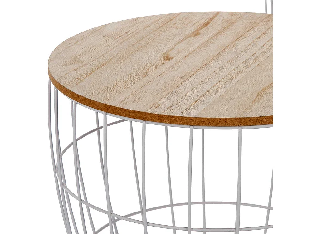 Beistelltisch Set mit abnehmbarer Tischplatte Weiß und Holz Naturfarben (zweiteilig)