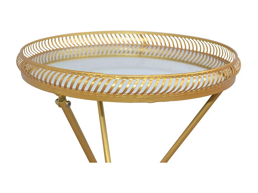 Kleiner Beistelltisch rund in Goldfarben Dreifußgestell