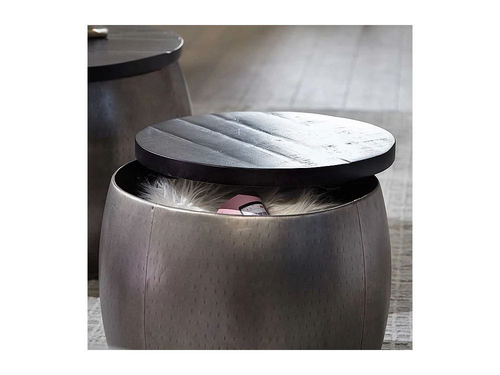 Beistelltisch Set mit abnehmbarer Tischplatte Gestell in Fassform (zweiteilig)