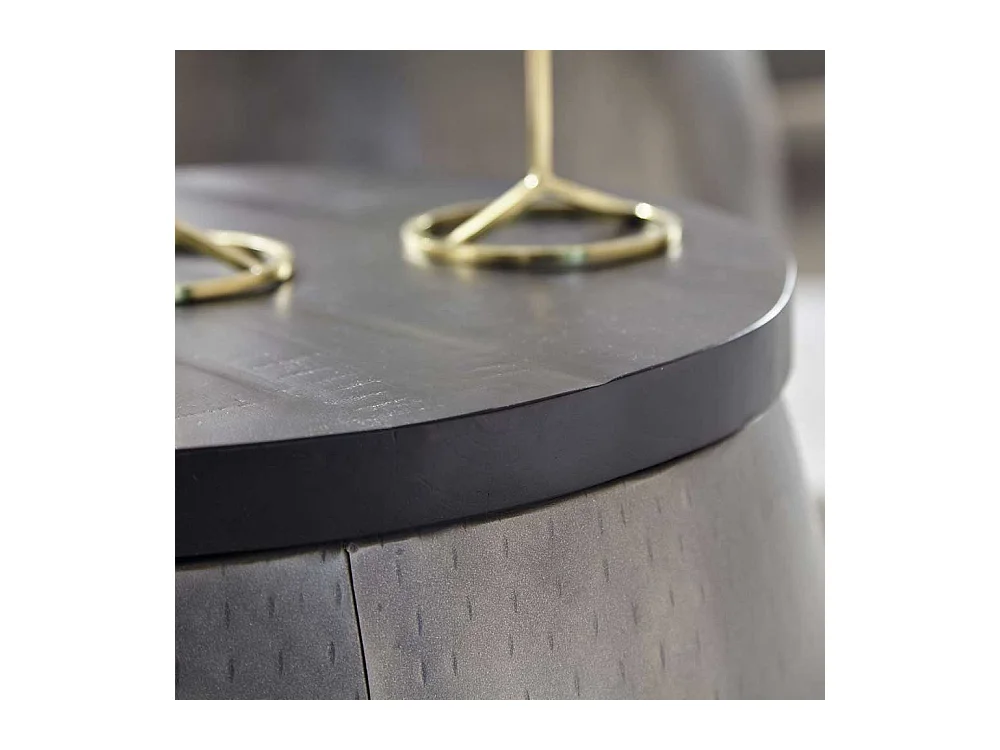 Beistelltisch Set mit abnehmbarer Tischplatte Gestell in Fassform (zweiteilig)