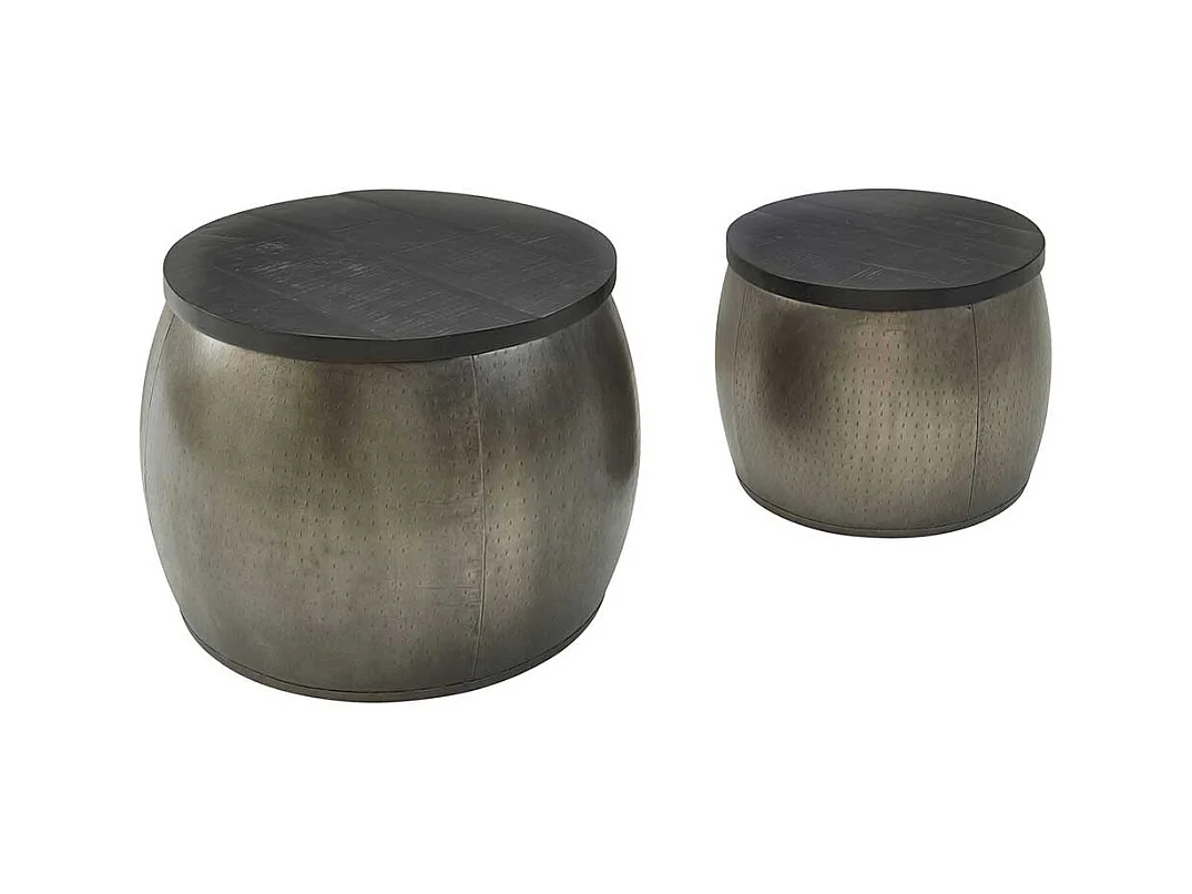 Beistelltisch Set mit abnehmbarer Tischplatte Gestell in Fassform (zweiteilig)