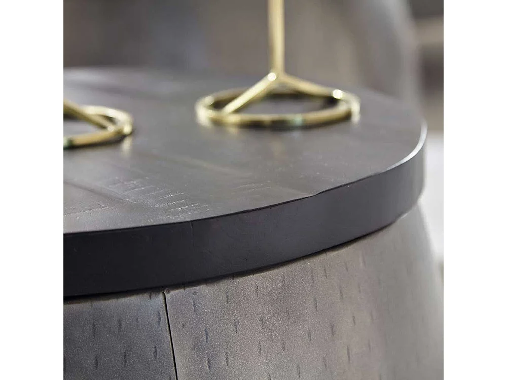 Beistelltisch Set mit abnehmbarer Tischplatte Gestell in Fassform (zweiteilig)