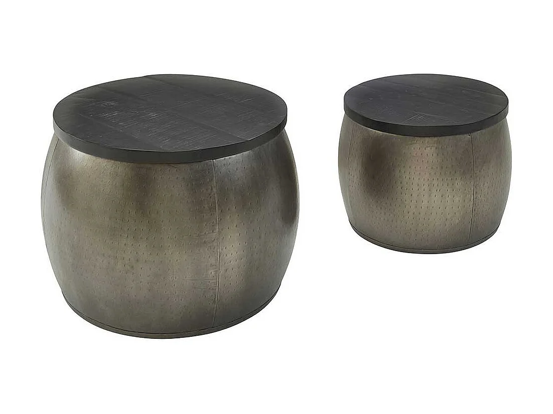 Beistelltisch Set mit abnehmbarer Tischplatte Gestell in Fassform (zweiteilig)