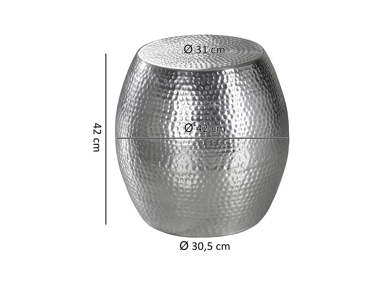 Bett Beistelltisch aus Aluminium Fassform