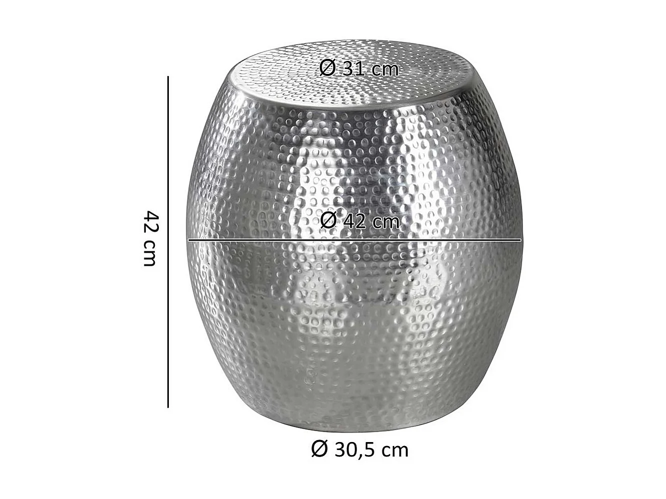 Bett Beistelltisch aus Aluminium Fassform