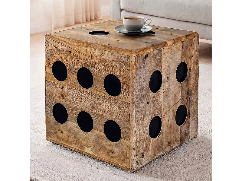 Beistelltisch Wohnzimmertisch in Würfel Form aus Mangobaum Massivholz